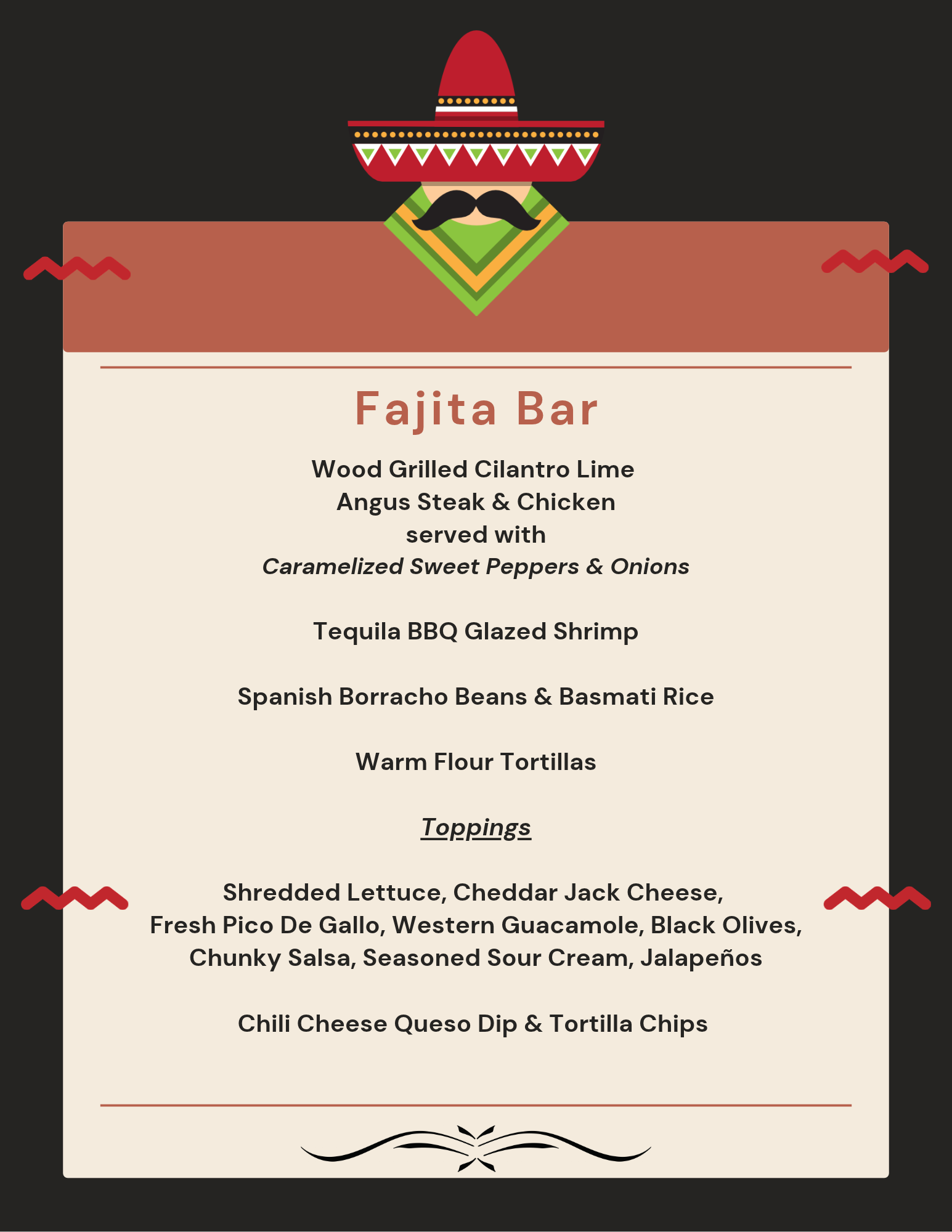 Fajita Bar Menu