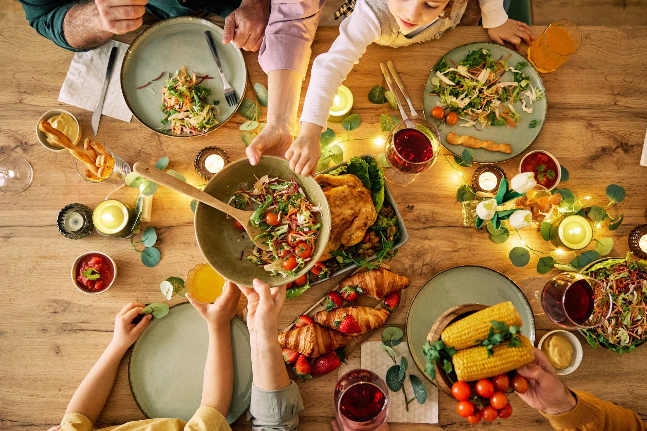 Family dinner catering spread
